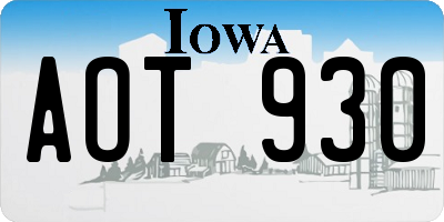 IA license plate AOT930