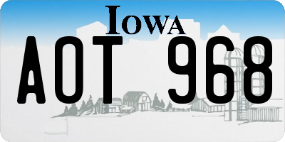 IA license plate AOT968