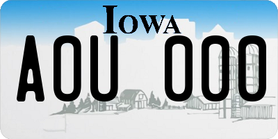IA license plate AOU000