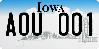 IA license plate AOU001
