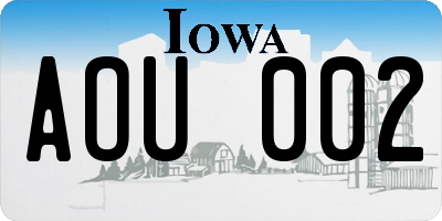 IA license plate AOU002