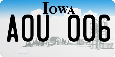 IA license plate AOU006