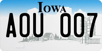 IA license plate AOU007