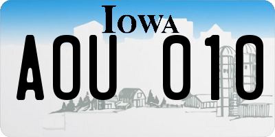 IA license plate AOU010