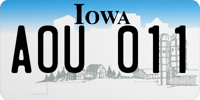 IA license plate AOU011