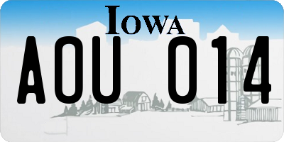 IA license plate AOU014