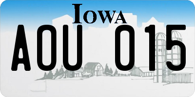 IA license plate AOU015