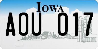IA license plate AOU017