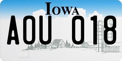 IA license plate AOU018