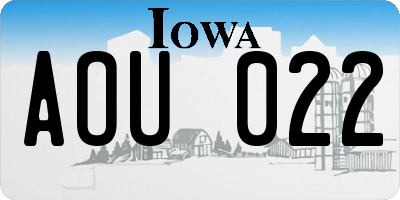 IA license plate AOU022