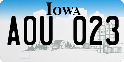 IA license plate AOU023
