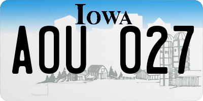 IA license plate AOU027