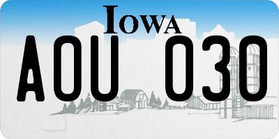 IA license plate AOU030