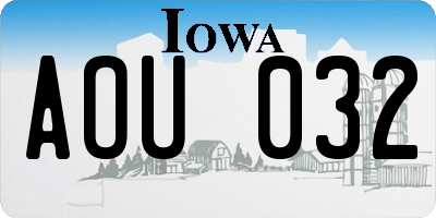 IA license plate AOU032