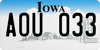 IA license plate AOU033