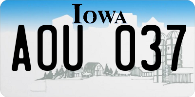 IA license plate AOU037