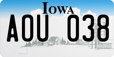 IA license plate AOU038