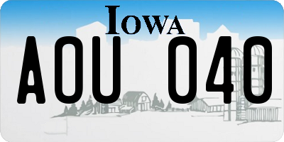 IA license plate AOU040
