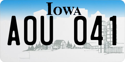 IA license plate AOU041