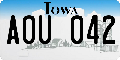 IA license plate AOU042