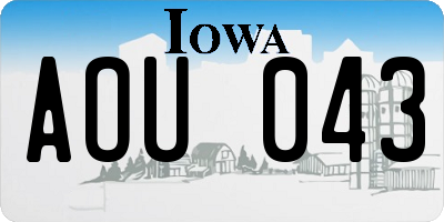 IA license plate AOU043