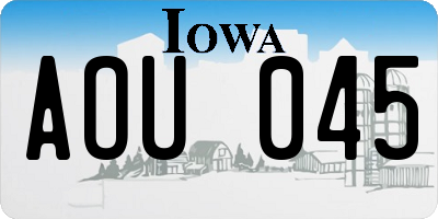 IA license plate AOU045