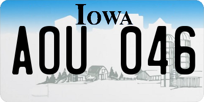 IA license plate AOU046