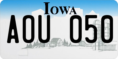 IA license plate AOU050