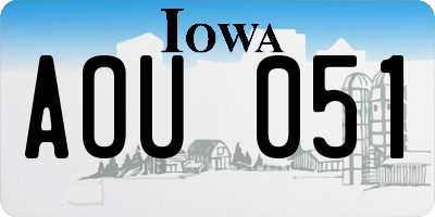 IA license plate AOU051