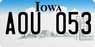 IA license plate AOU053