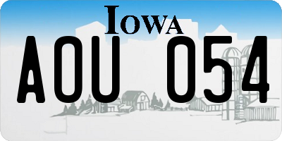 IA license plate AOU054