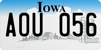 IA license plate AOU056