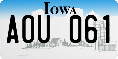 IA license plate AOU061