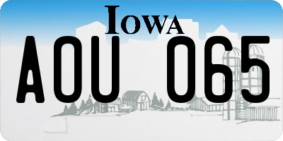 IA license plate AOU065