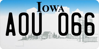 IA license plate AOU066