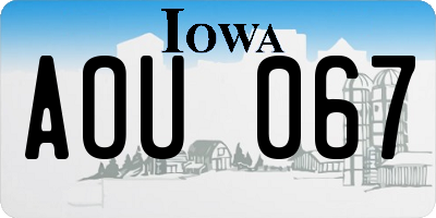 IA license plate AOU067