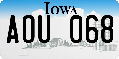 IA license plate AOU068