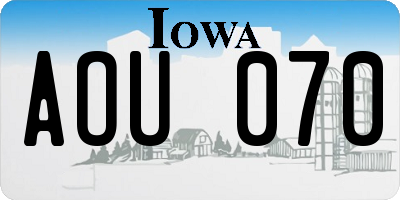 IA license plate AOU070