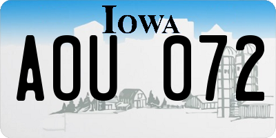 IA license plate AOU072
