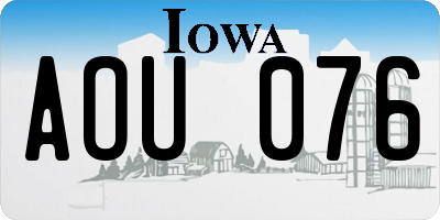 IA license plate AOU076