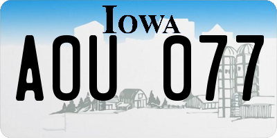 IA license plate AOU077