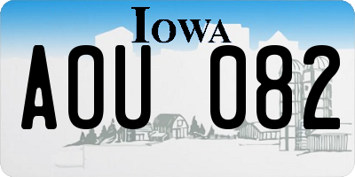 IA license plate AOU082