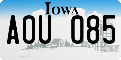 IA license plate AOU085