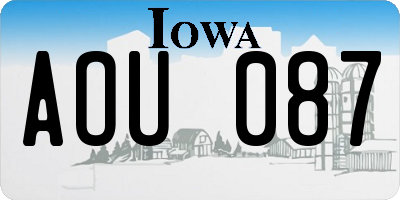 IA license plate AOU087