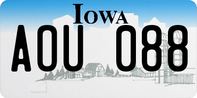 IA license plate AOU088