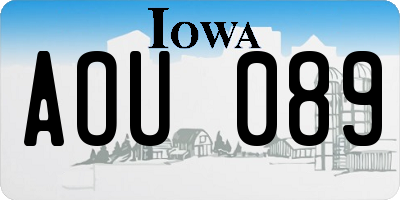 IA license plate AOU089