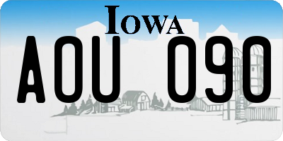 IA license plate AOU090