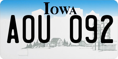 IA license plate AOU092