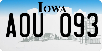 IA license plate AOU093