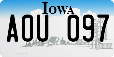 IA license plate AOU097